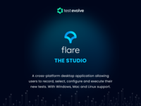 Screenshot of Flare by TestEvolve. Flare, the studio application, brings all of the available test run feature choices into a single desktop application.