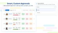 Screenshot of where to set custom approval rules by team, project, or role.