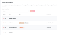 Screenshot of In the platform you can set multiple partner types/tiers and commissions.