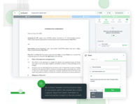 Screenshot of the document editing interface, used to co-draft documents, manage approvals and sign documents digitally with any device. All steps are tracked and visualised on the centralised dashboard.