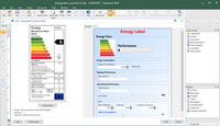 Screenshot of Energy label created in CODESOFT using custom forms, which is a feature in the software.