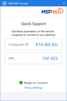Screenshot of the quick support interface.