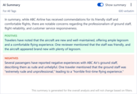 Screenshot of a summary