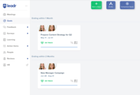 Screenshot of Leadr allows you to keep individual and group goals front and center, so you and your team can track progress, measure success, and realign priorities on a daily basis boosting productivity and clarity.