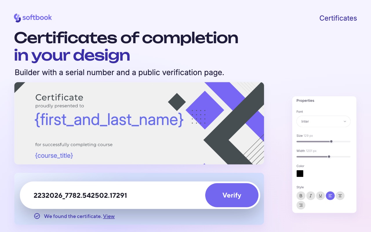 Screenshot of Certificates of completion in your design