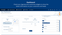 Screenshot of the Dashboard
Displays an Agenda and widgets that show the latest information on customers and leads