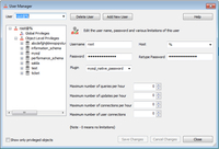 Screenshot of Users and their privileges with SQLyog Ultimate edition