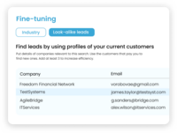 Screenshot of the smart prospect search that uses filters and customer portraits. This uses the most valuable customers to find new ones.