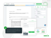 Screenshot of the online document signing integrated in Avokaado, so there's no need to download the document and send it for signing over email, nor create an account within the digital signature tool, nor pay additional fees for signatures.