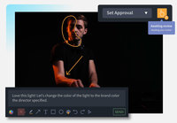 Screenshot of Collaboration features in iconik. Time-stamped comments, drawings and review and approve workflows make it easy for teams to create together.