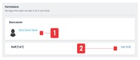 Screenshot of User Roles and Permissions. This enables the management of user access in a store, with roles for owners and staff to control store activities and settings.