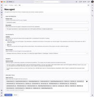 Screenshot of a new agent creation screen