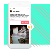 Screenshot of Giving co-worker recognition is easy and on-the-go. Add fun GIFs!
