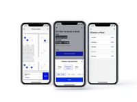 Screenshot of the Joan workplace solution as it appears on mobile, designed to present a one-stop solution that redefines efficiency in hybrid working. It features real-time tracking, bookings for desks, equipment, and parking.