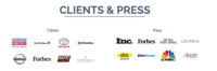 Screenshot of Recent Press and Clients