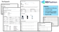 Screenshot of K3 Fashion's techpack functionality.