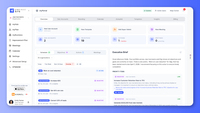 Screenshot of myPortal executive brief and portfolio overview across client organisations