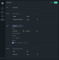 Screenshot of an example automation that deploys the latest version of Chrome every other Sunday at 2am to the 'Old Chrome' group