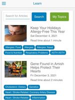 Screenshot of Users can subscribe to health and wellness-related topics they care about in the "Learn" tab. This section automatically updates with health and wellness related articles.