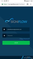 Screenshot of SigniFlow Login on Mobile