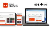 Screenshot of Iperius Remote as it appears on different platforms. Available platforms include Windows, Mac, iOS and Android.