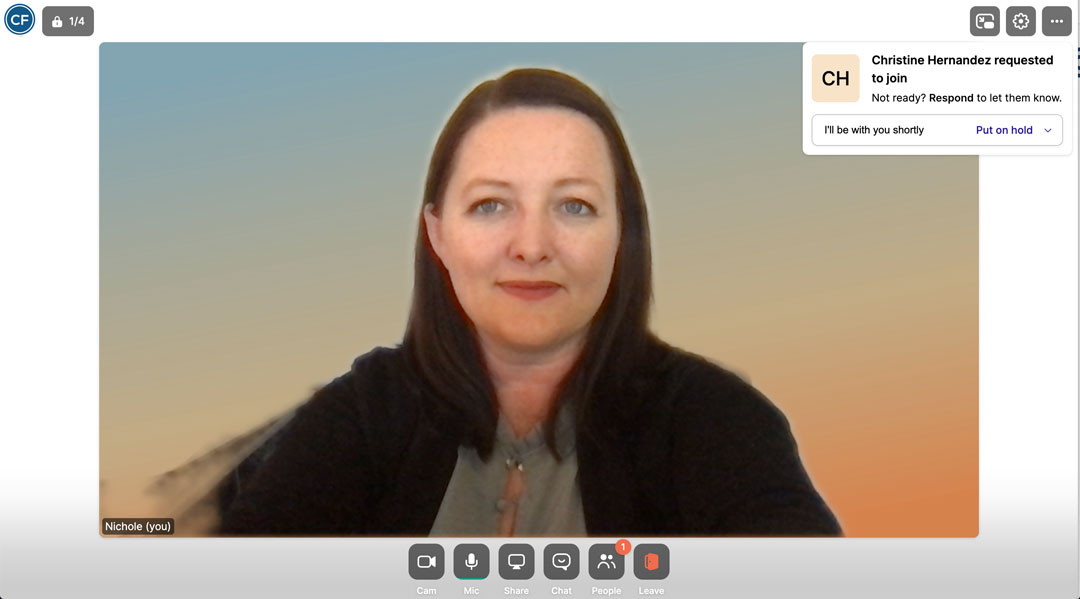 Screenshot of Candidate request to join virtual meeting room with recruiter