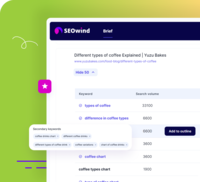 Screenshot of SEOwind secondary keywords