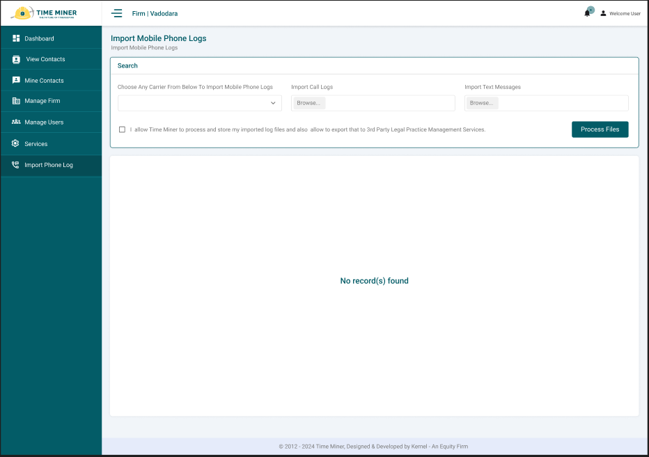 Screenshot of Import Call Log