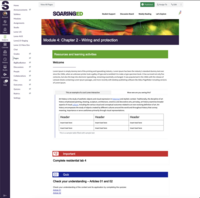 Screenshot of a Sample Course Content Page which showcases activity blocks with icons, and the Tab Loree interactive with embedded table.