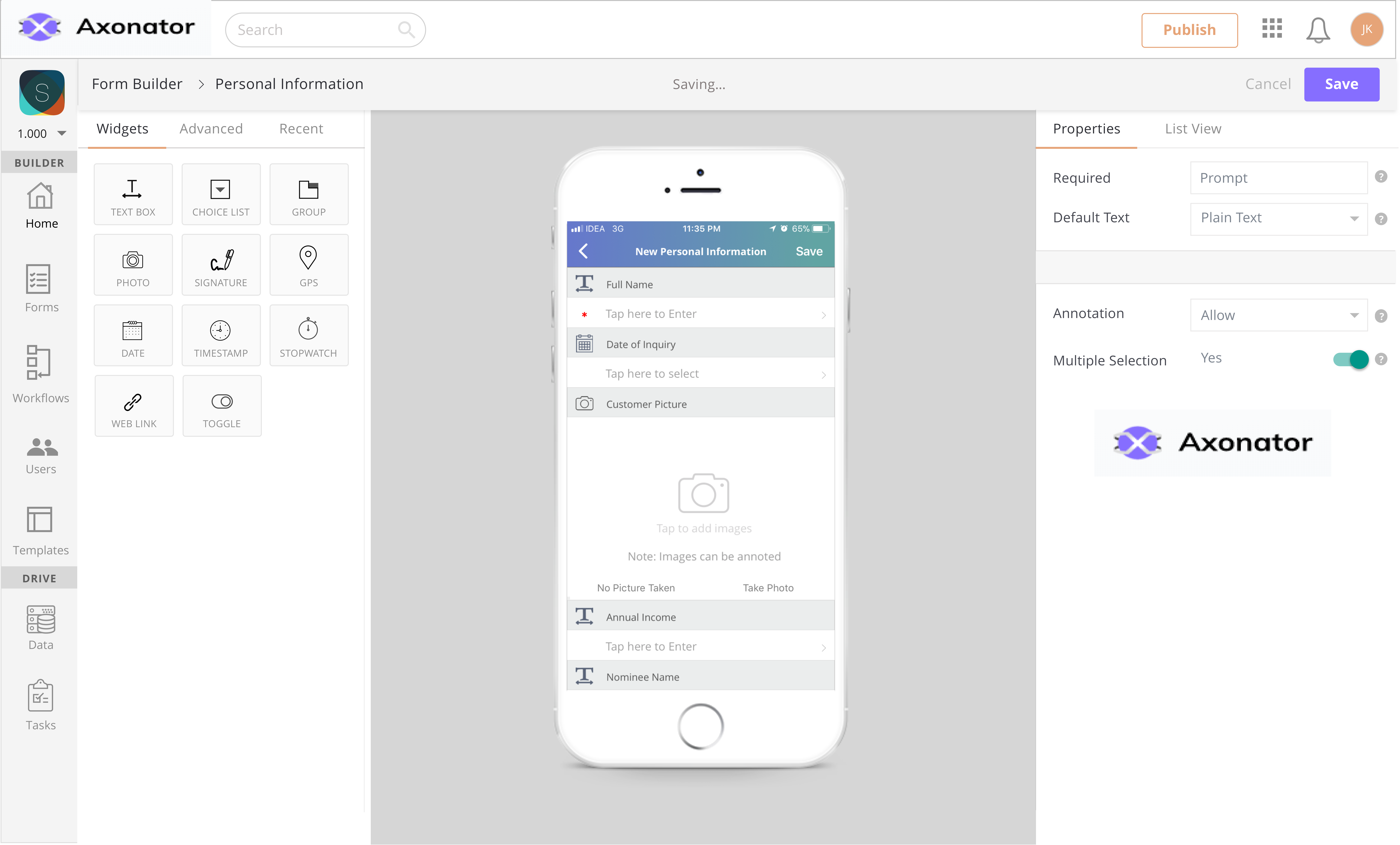 Screenshot of Drag and Drop Form Builder