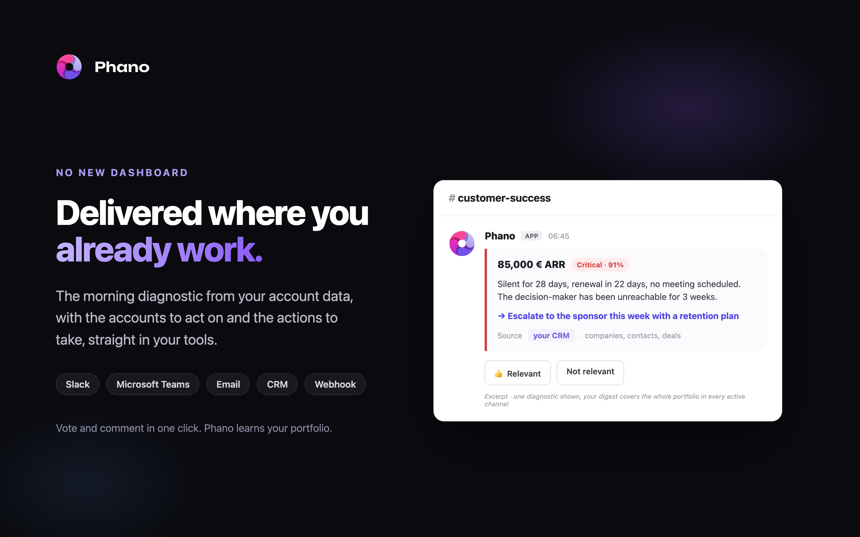 Screenshot of analytics delivery