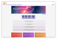 Screenshot of Customized, white-labeled homepage design & branding and event website. The platform is browser-based, so attendees can receive a link to all event sessions & content.