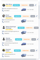 Screenshot of the driver review and rating system of It's Here App