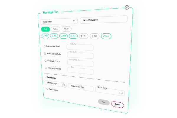Screenshot of Work plan feature