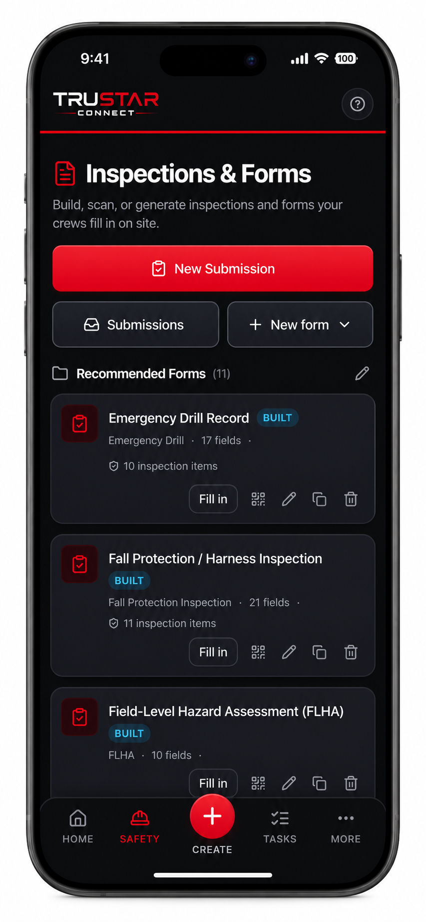 Screenshot of Inspections & Forms Modules