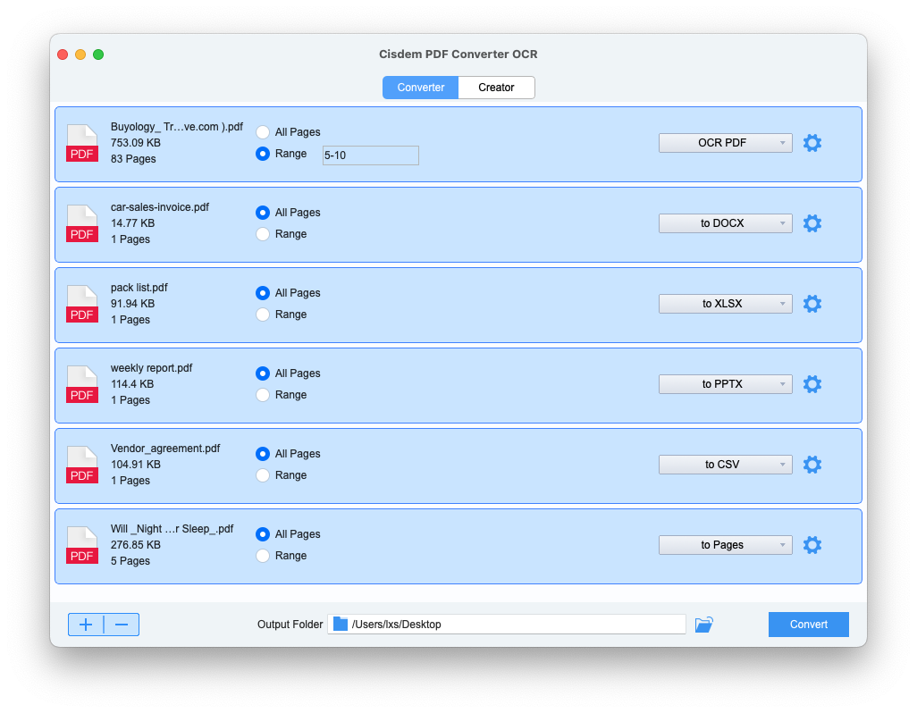 Screenshot of batch convert