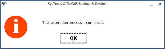 Screenshot of Restore Successful