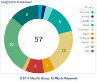 Screenshot of Shows country wise breakdown of asset (patent) count