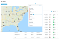 Screenshot of Event Dashboard Table & Map View