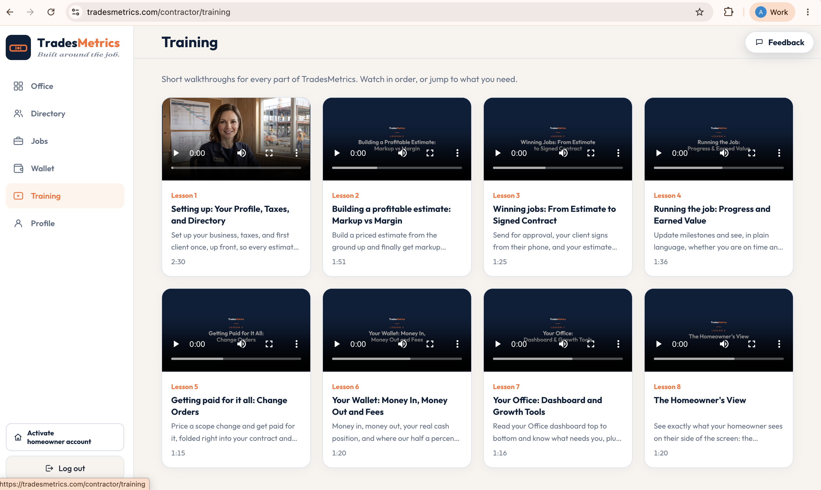 Screenshot of Training