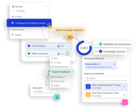 Screenshot of Intelligent Knowledge Studio (IKS) - Intelligent Knowledge Studio (IKS) is Atlas's AI-powered platform that transforms how organizations manage and interact with knowledge. IKS enables administrators and content creators to build, manage, and deploy knowledge collections using advanced AI capabilities. With IKS, users get precise, context-aware answers via a chat experience.