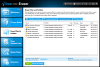 Screenshot of East-tec Eraser's advanced erasure methods to permanently remove files and all associated confidential information.