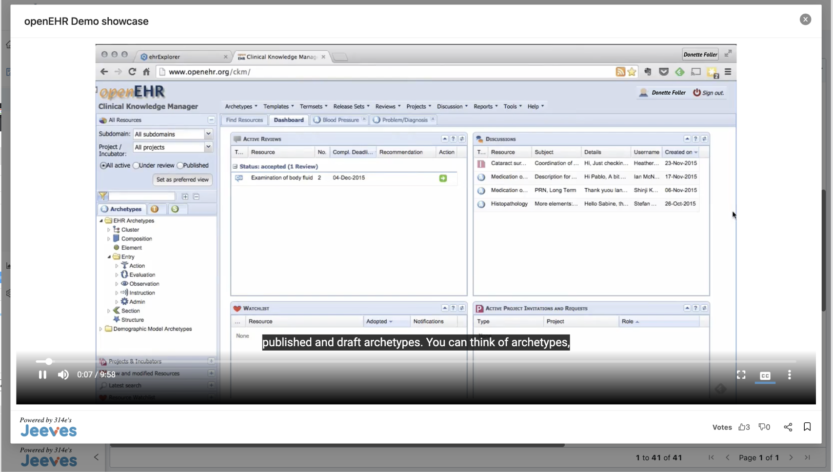 Screenshot of Jeeves' video player