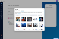 Screenshot of the enhanced Image Library + Editor powered by Shutterstock, which includes 450+ million free images and 20k design templates to create more scroll-stopping texts.