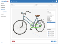 Screenshot of the interface to create products in 3D with thousands of combinations