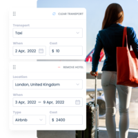 Screenshot of Register travel expenses