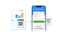 Screenshot of validation of a document by scanning a QR code, leading to a secure verification page.