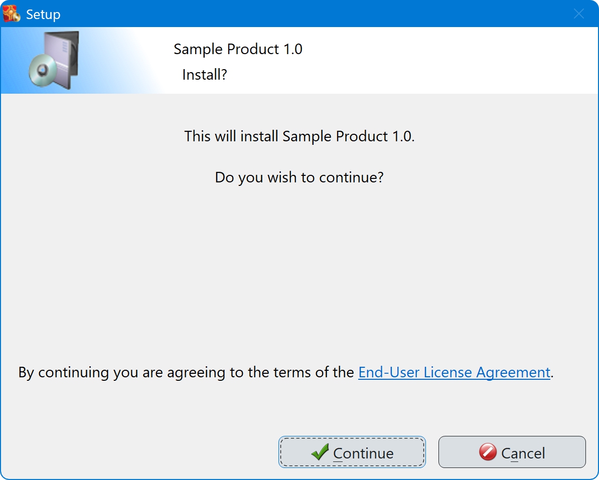 Screenshot of Installer greeting