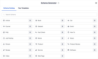 Screenshot of where to generate schema automatically for any post or page by selecting your preferred schema type from a catalog.