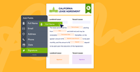 Screenshot of Building documents: Turn existing PDFs into legally binding e-sign documents with a drag-and-drop builder.